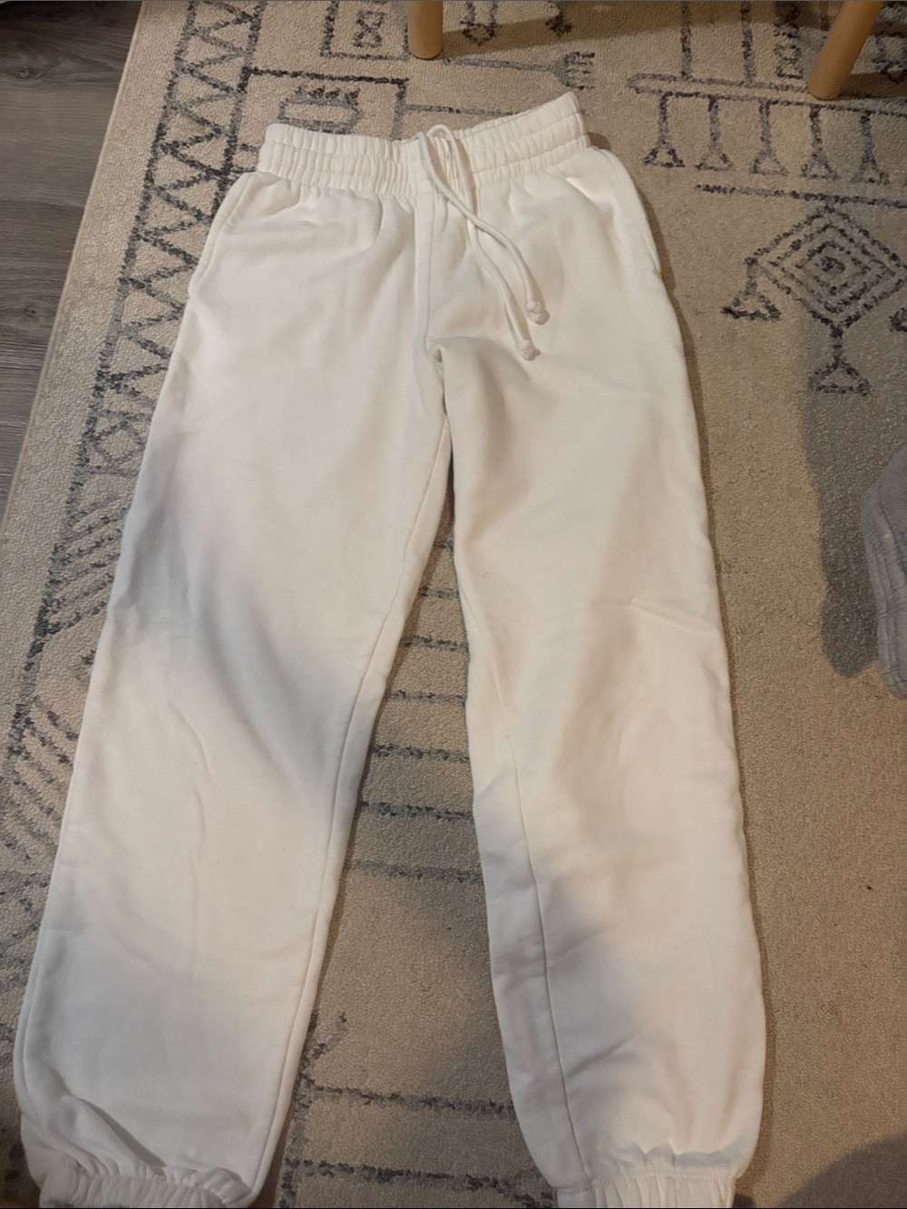 Garage White Drawstring Fleece Joggers